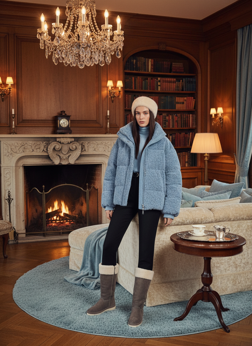 Faux Fur Headband & Puffer