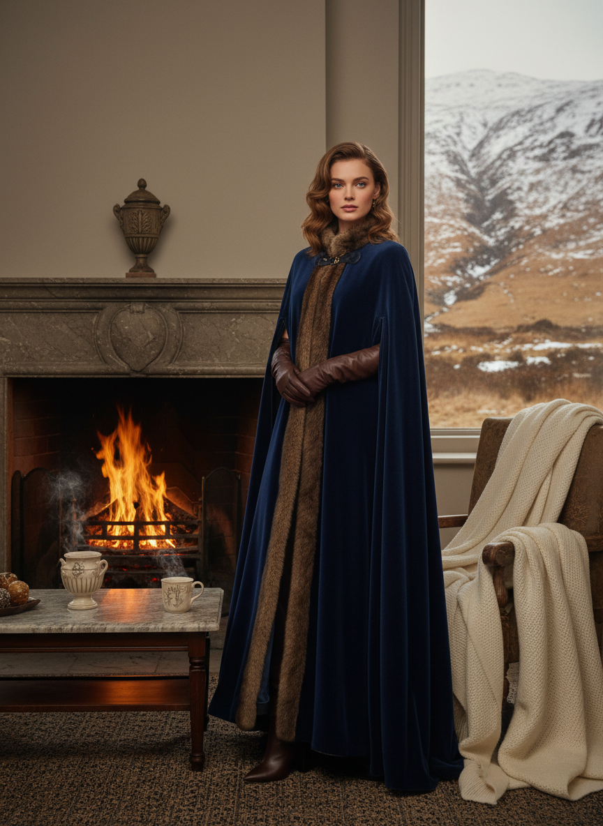 Long Leather Gloves & Cape