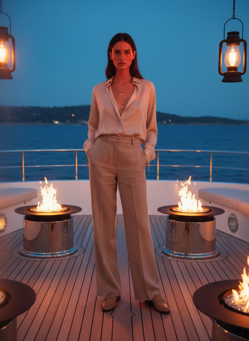 Beige Trousers & Loafers