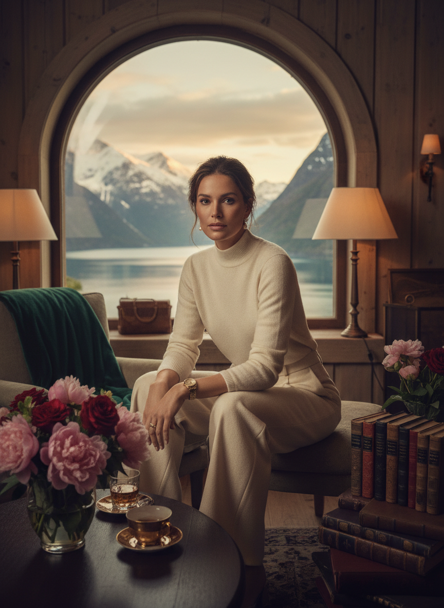 Mock Neck & Gold Watch