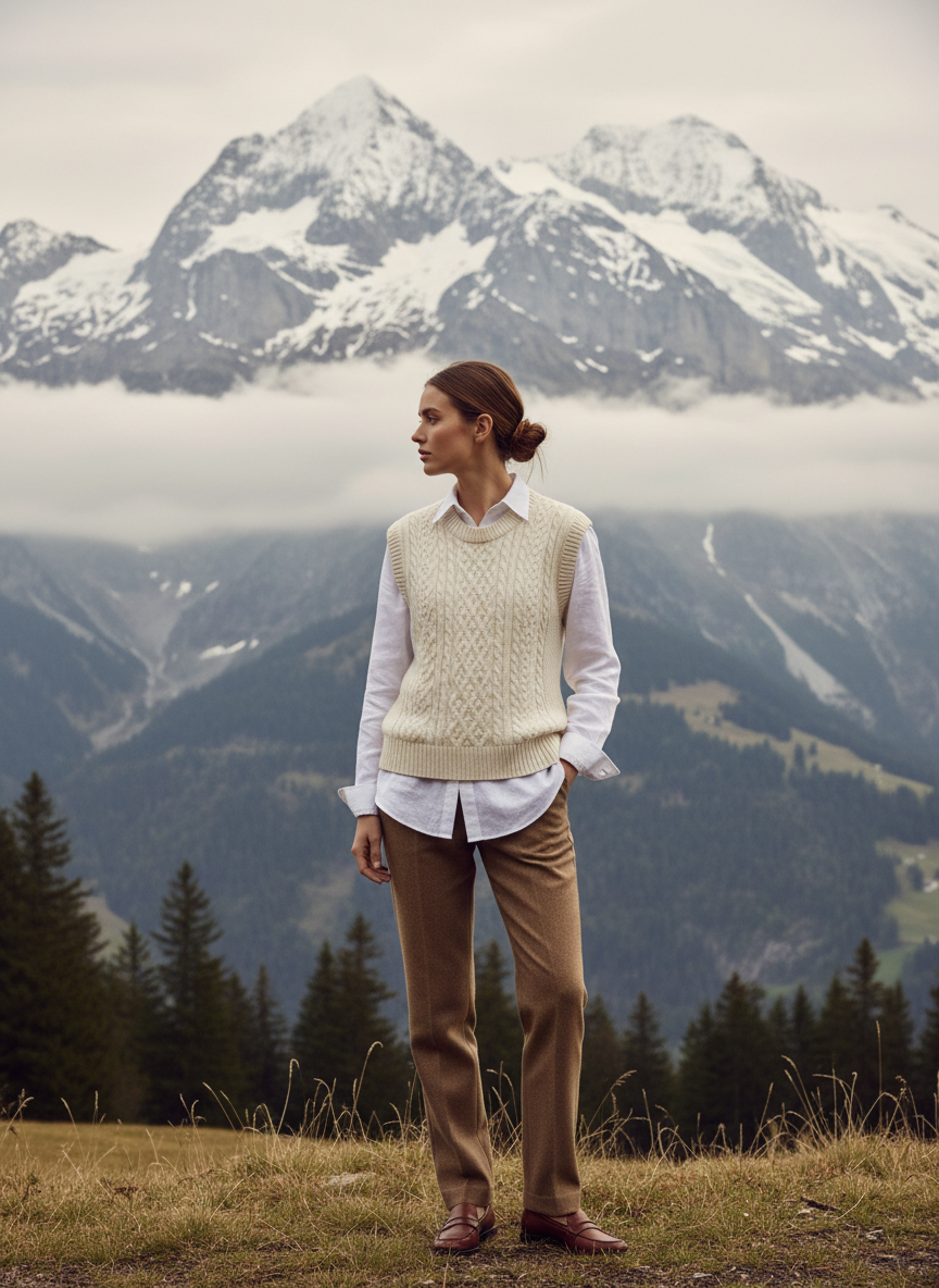 White Button-Down & Sweater Vest