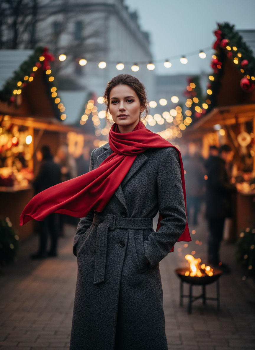 Silk Scarf & Wool Coat