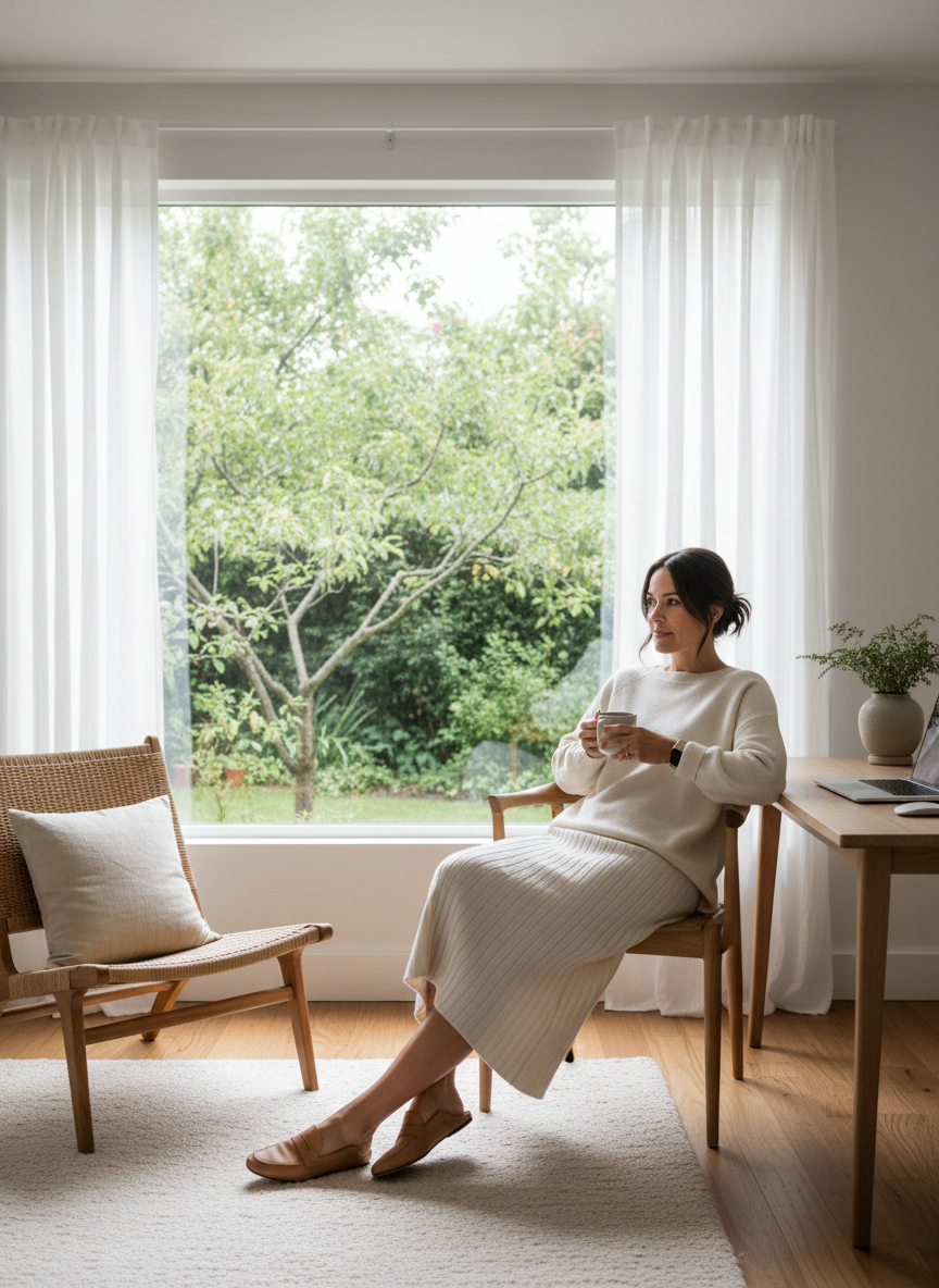 Knit Midi Skirt Work Outfit