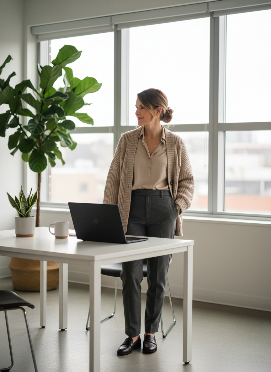 Neutral Cardigan Work Outfit