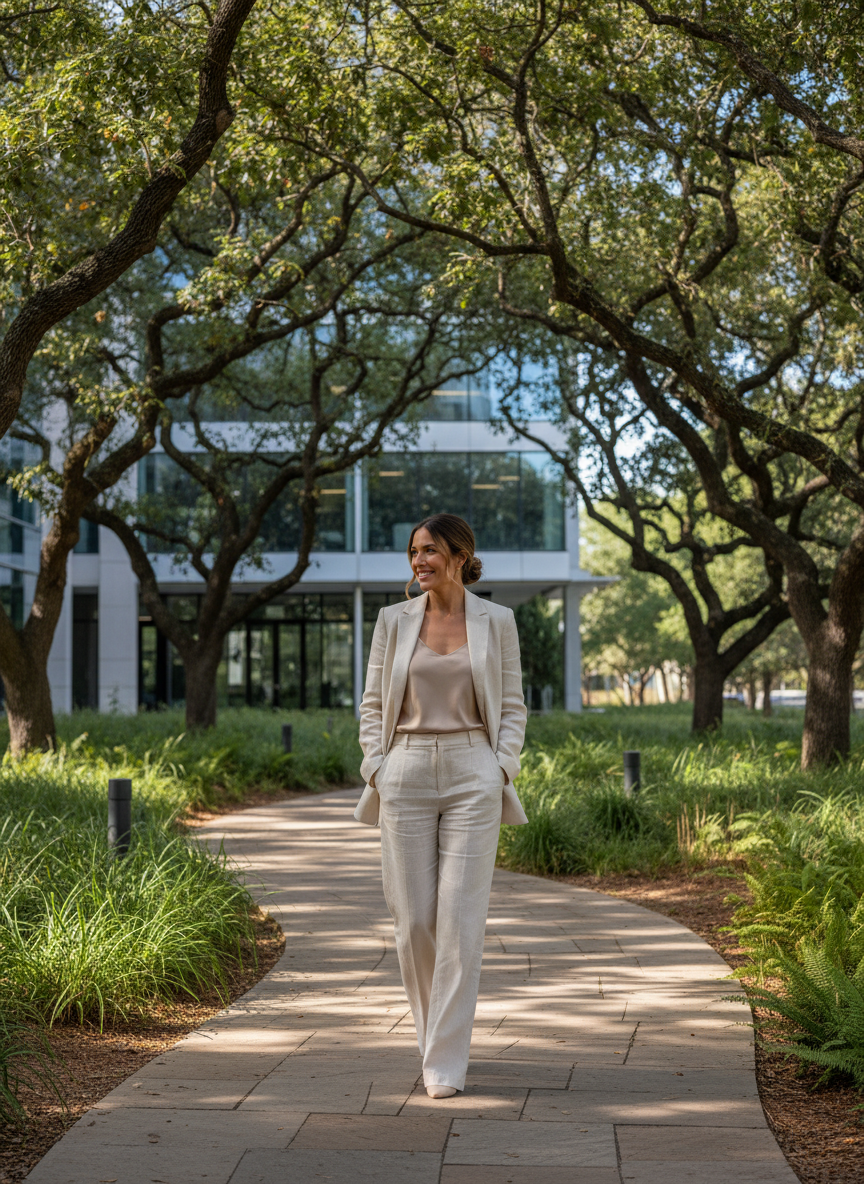Linen Blend Work Outfit