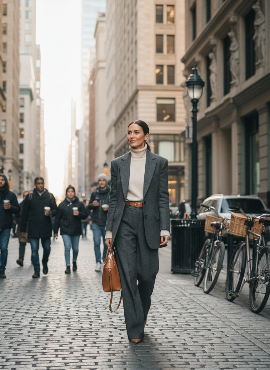 Turtleneck Layered Work Outfit