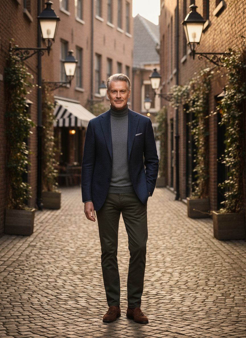 Sophisticated Turtleneck and Blazer Combo