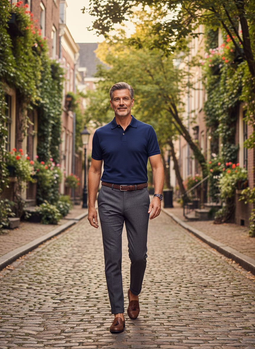 Fitted Polo with Tailored Trousers