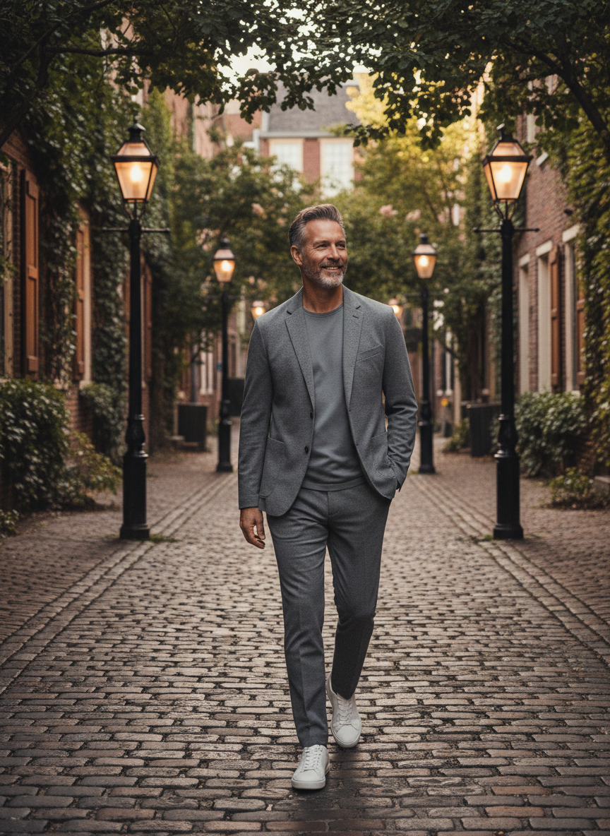 Monochrome Grey Casual Suit Look