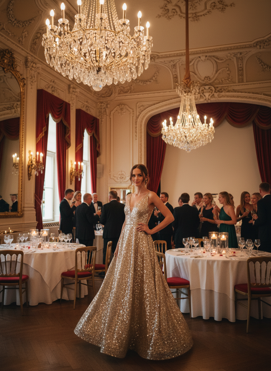 Gold Sequin Party Dress