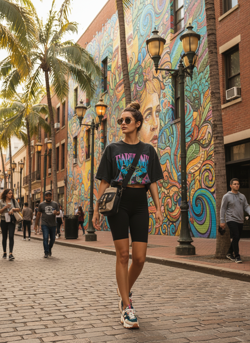 Biker Shorts and Graphic Tee Outfit