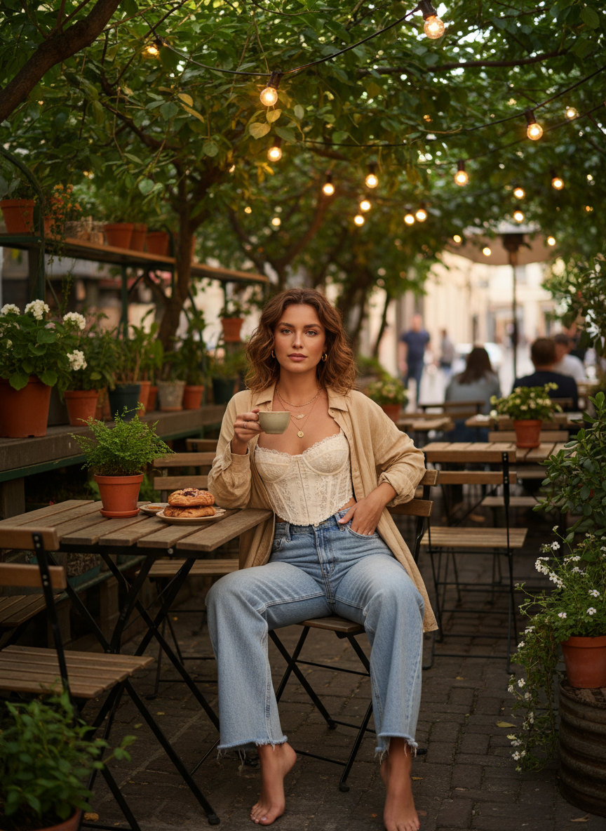 Wide Leg Jeans and Corset Top