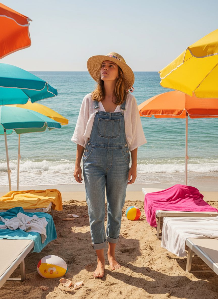 Denim Overalls Modest Beach Fit