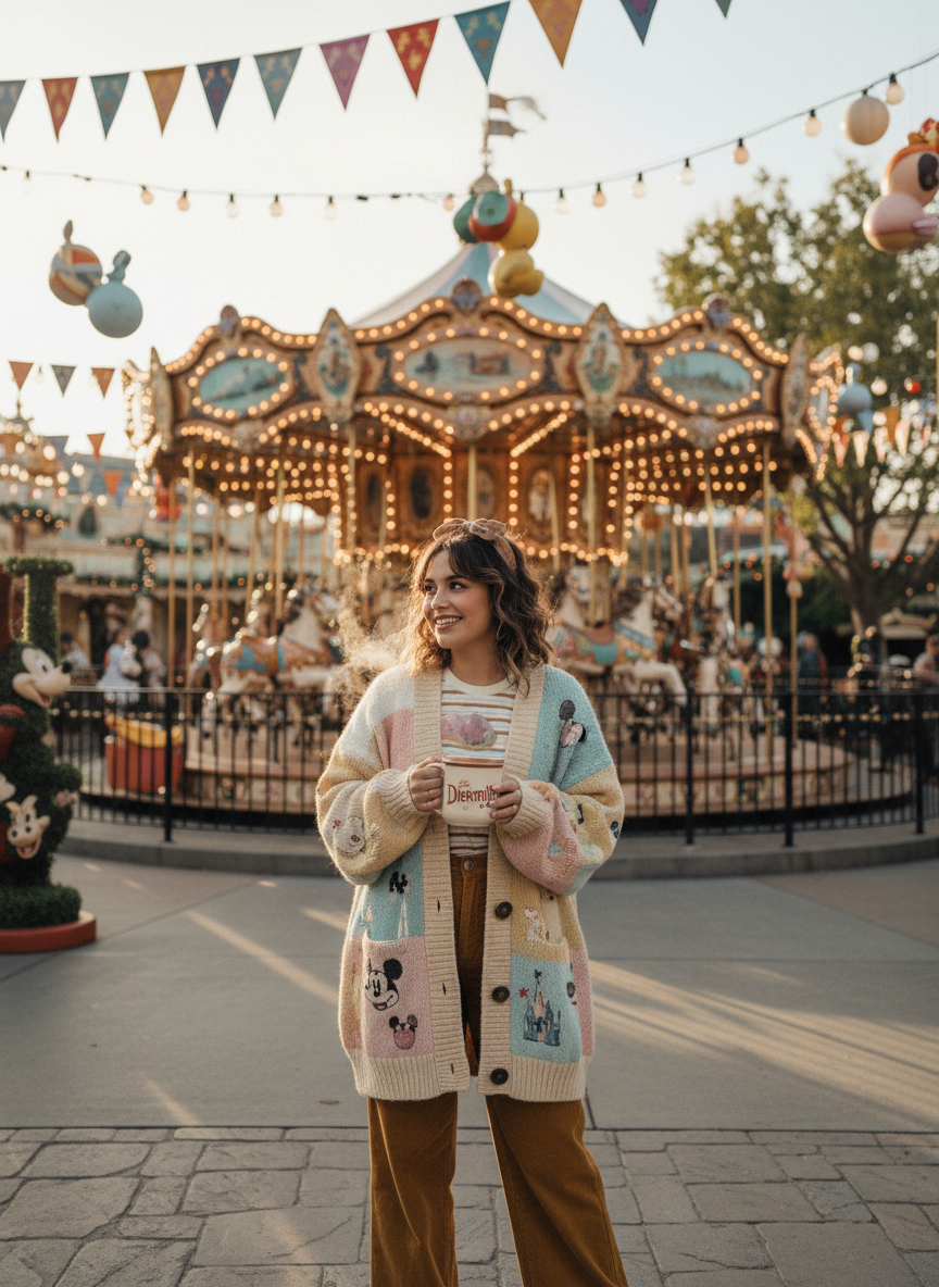 Chunky Cardigan Disneyland Look
