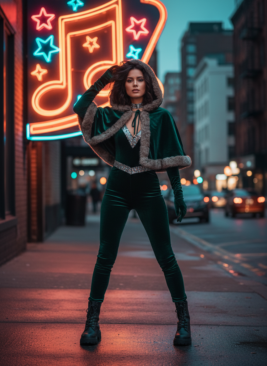 Velvet Bodysuit Winter Concert Outfit