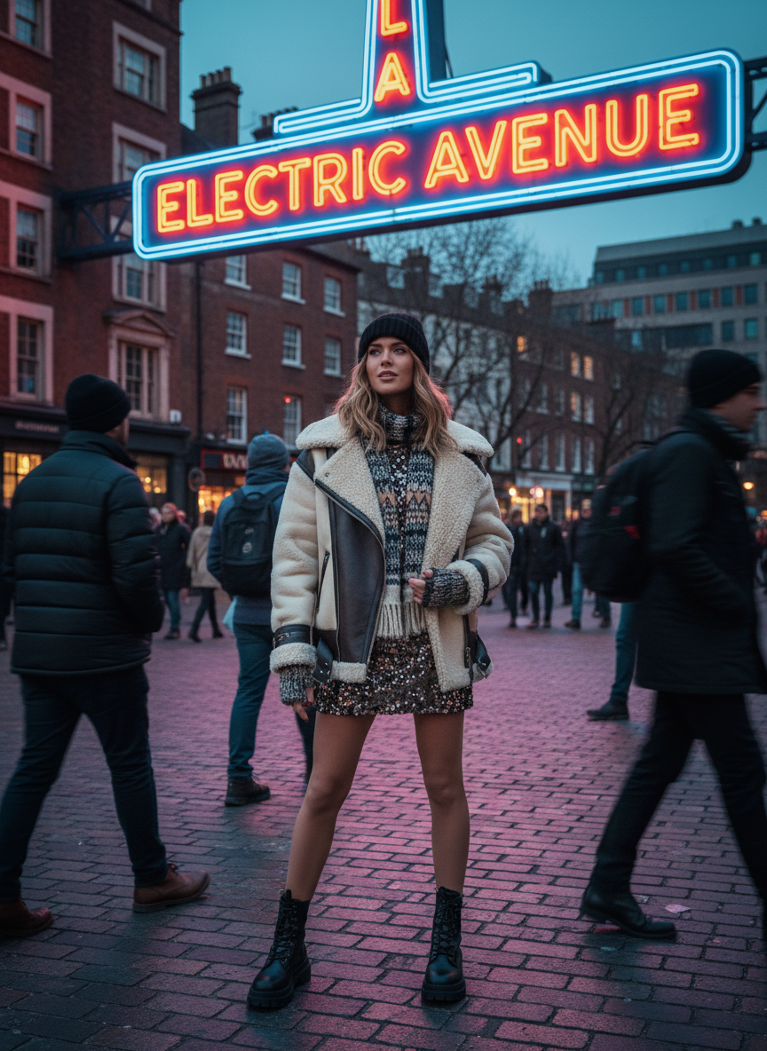 Shearling Jacket Winter Concert Outfit