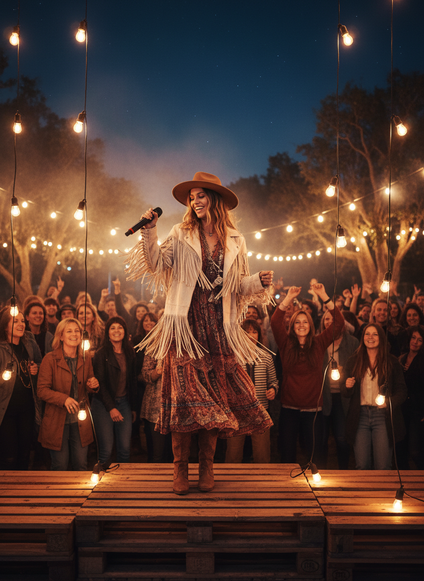 Fringe Jacket Winter Concert Outfit