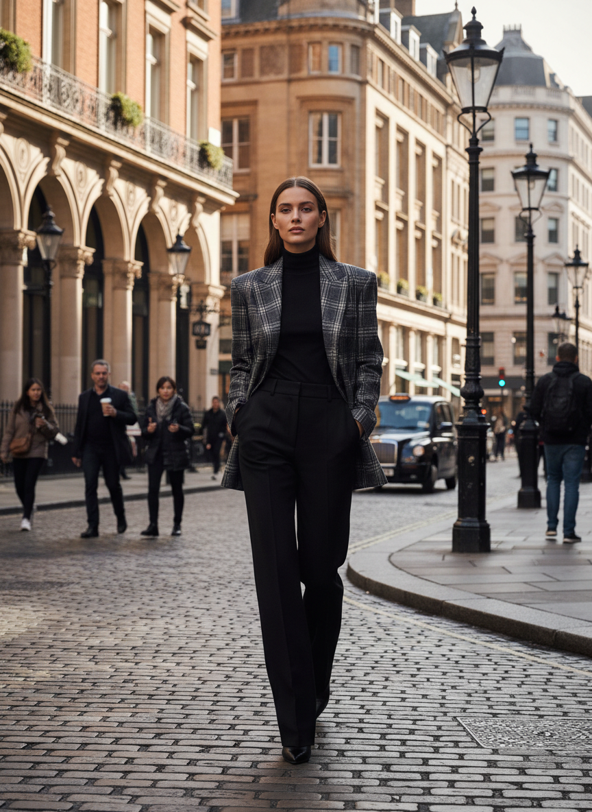 Structured Plaid Blazer